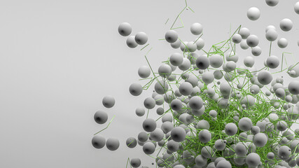 Abstract 3D illustration. Neural networks and artifical intelligence. Modern abstract technology background