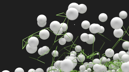 Abstract 3D illustration. Neural networks and artifical intelligence. Modern abstract technology background