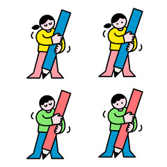 鉛筆を持つ子供イラスト素材