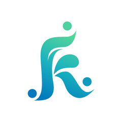 K logo letter and people