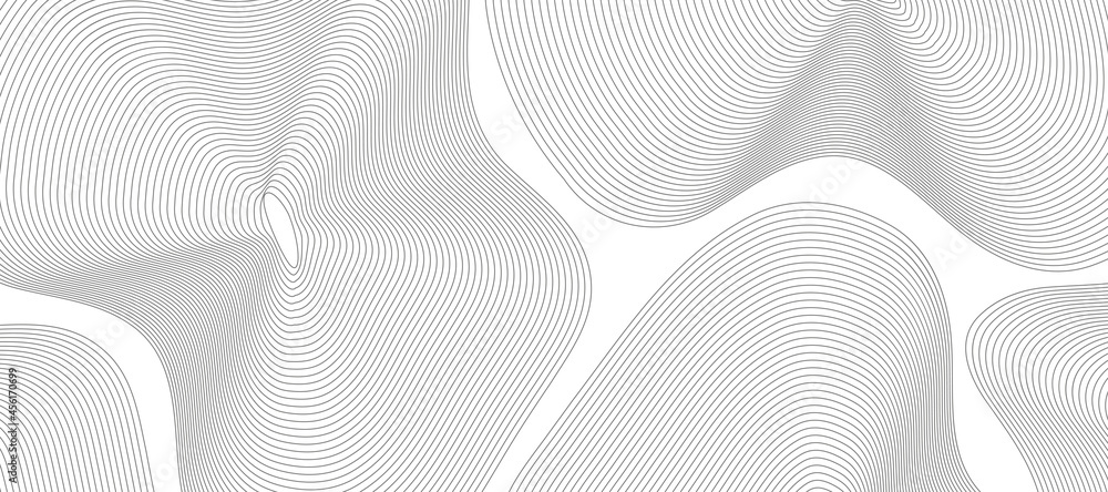 Poster abstract gray wavy lines background. minimal topographic line contour map style. vector