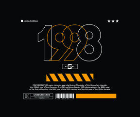 1998 Aesthetic t shirt design, vector graphic, typographic poster or tshirts street wear and Urban style