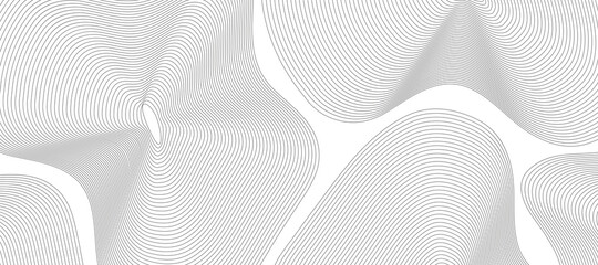 Abstract gray wavy lines background. Minimal topographic line contour map style. Vector	