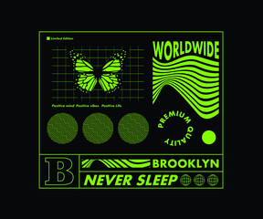 Butterfly Aesthetic green  t shirt design, vector graphic, typographic poster or tshirts street wear and Urban style