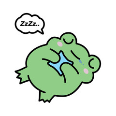 Frog sleeps cute sticker. Emotion of sleep. ZzZ. Vector illustration.