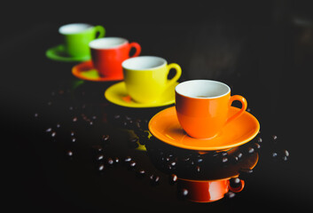 Obraz na płótnie Canvas Colorful ceremic espresso coffee cup.