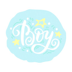 It's a boy -  handwritten lettering quote for posters, greeting cards, invitations, banners. Vector illustration EPS 10.