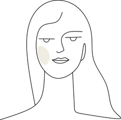 Line Art Woman Face Drawing. Black Woman Vector. Afro American Female Logo. Contouring Line. Minimalist Face. Beauty salon