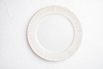 White plate empty utensil with copy space for text or food with copy space for text or food, top...