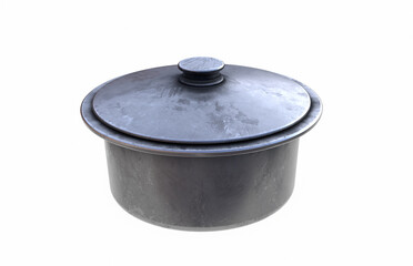 Metal bowl isolated on white background 3d render