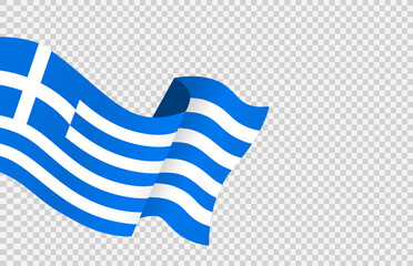 Obraz premium Waving flag of Greece isolated on png or transparent background,Symbol Greece ,template for banner,card,advertising ,promote, vector illustration top gold medal sport winner country