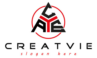 Obraz na płótnie Canvas triangle badge with circle ACE letter logo design vector, business logo, icon shape logo, stylish logo template