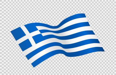 Obraz premium Waving flag of Greece isolated on png or transparent background,Symbol Greece ,template for banner,card,advertising ,promote, vector illustration top gold medal sport winner country