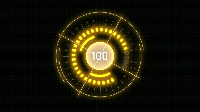 Radar HUD Screen Animation 4K.
Motion graphic of colorful sonar radar screen searching an object with line digital technology background, Futuristic animation concept seamless loop video