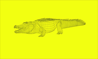 This is an image of crocodile line drawing vector illustration.