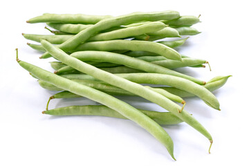 String beans isolated on white background.