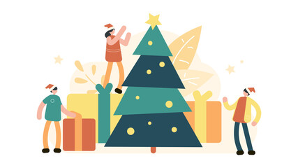 Christmas Tree and Gifts Illustration