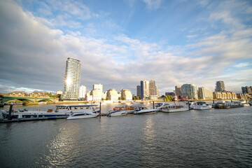 London- view of Battersea from Wandsworth Waterside development near Imperial Wharf in South West...