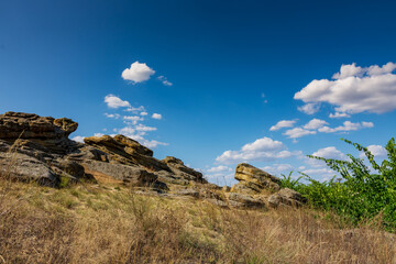 Beautiful views of the Stone Grave nature reserve, Zaporozhye region, Ukraine. Place of power.