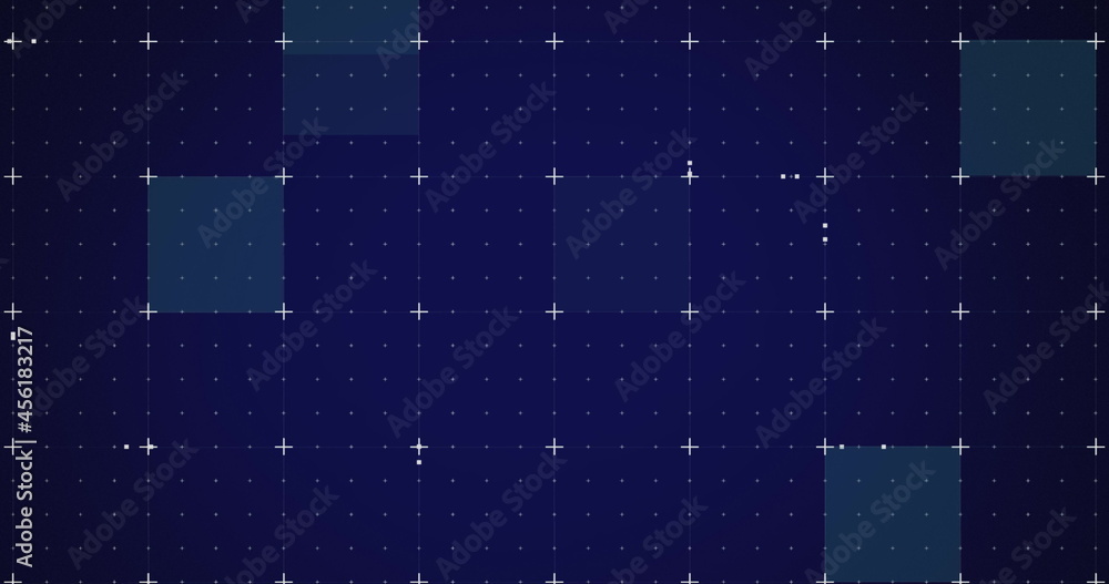 Canvas Prints image of white markers and blue flickering squares on grid background
