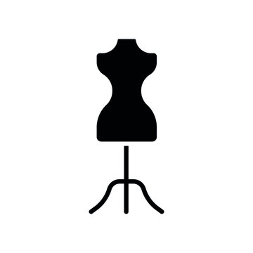 Female mannequin glyph icon. Vector fill black illustration.