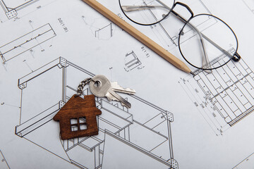 Architectural project and house key