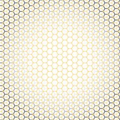 Abstract, golden colored and hexagonal mosaic pattern. Golden frames on white background.