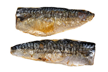 fried seasoned Mackerel filled isolated on white background. with clipping path