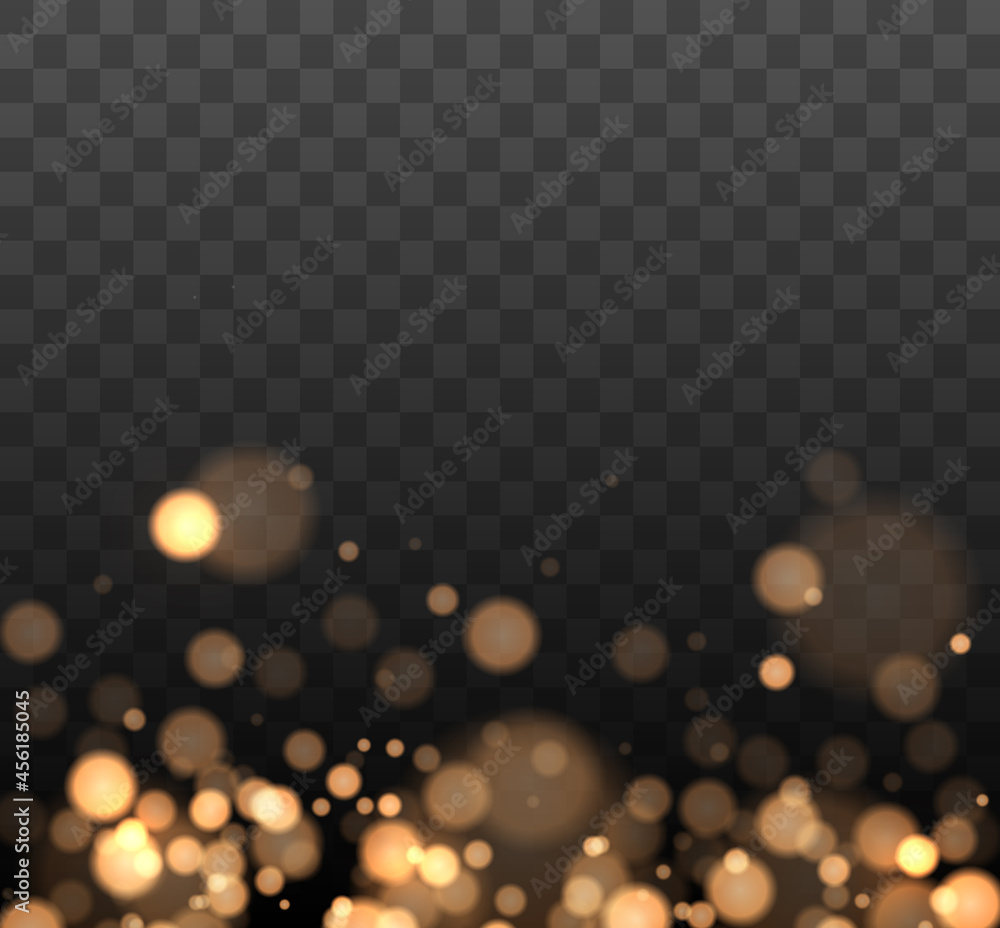 Aufkleber shining bokeh isolated on transparent background. golden bokeh lights with glowing particles isolate