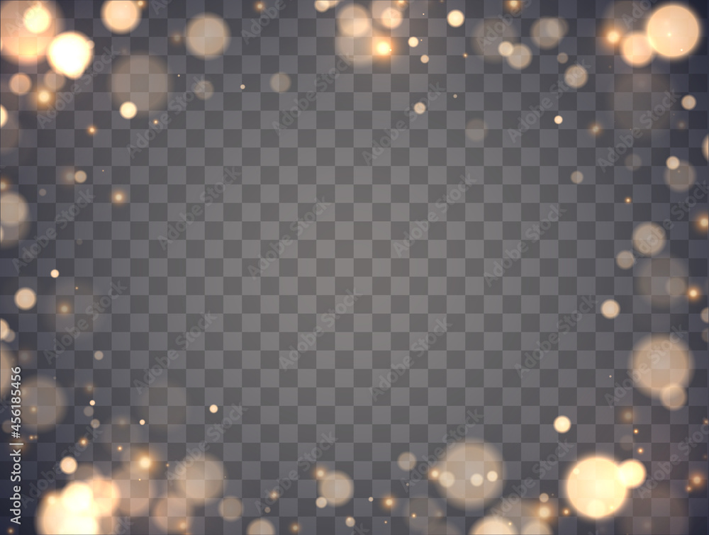 Aufkleber shining bokeh isolated on transparent background. golden bokeh lights with glowing particles isolate