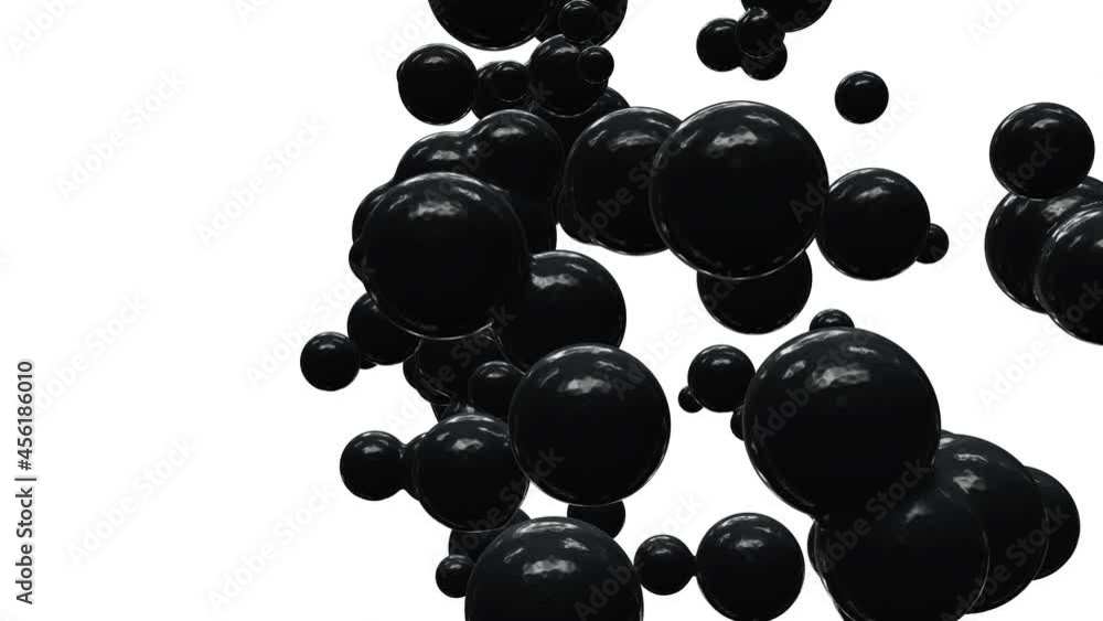 Aufkleber seamless looping abstract 3d animation of the moving and morphing black oil molecules rendered in uh
