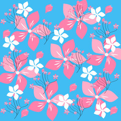 Pattern Design of Pink and White Flowers  Cute and Beautiful