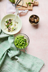 Fototapeta na wymiar healthy green peas with seasonings