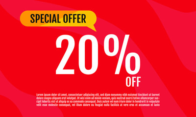 20 Percent Off, Discount Sign Banner or Poster. Special offer price signs