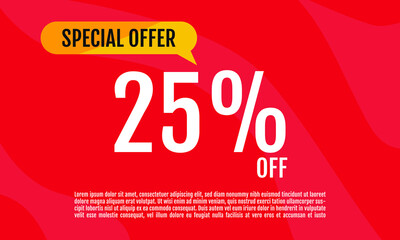 25 Percent Off, Discount Sign Banner or Poster. Special offer price signs