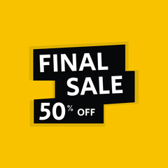 50 Percent Off, Discount Sign Banner or Poster. Special offer price signs