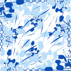 Seamless Pattern of Abstract Flowers With Blue and white Color Pattern Design
