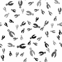 Black Lobster or crab claw icon isolated seamless pattern on white background. Vector