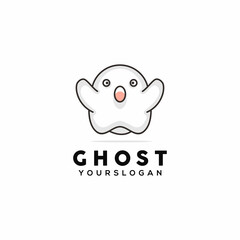 ghost cute logo design template