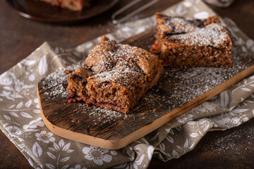 Homemade dessert with plum jam