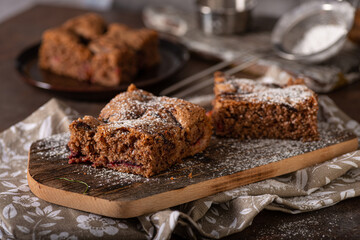 Homemade dessert with plum jam