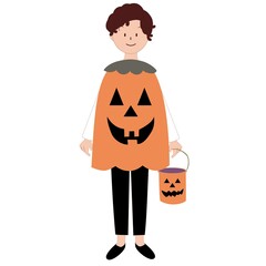 ハロウィン　カボチャの男の子
