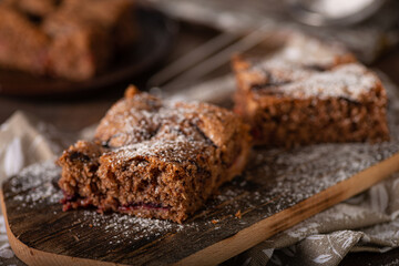 Homemade dessert with plum jam