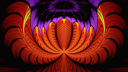 3d effect - abstract red purple fractal pattern 