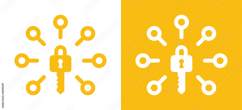 Poster key with head padlock icon. access and login system icon vector illustration