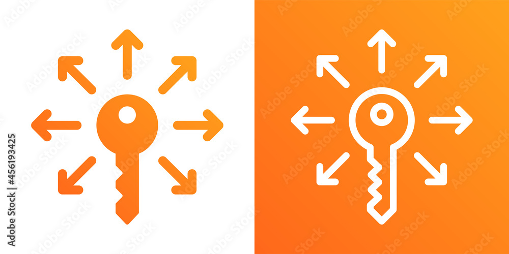Poster key with arrow icon. access and login icon.