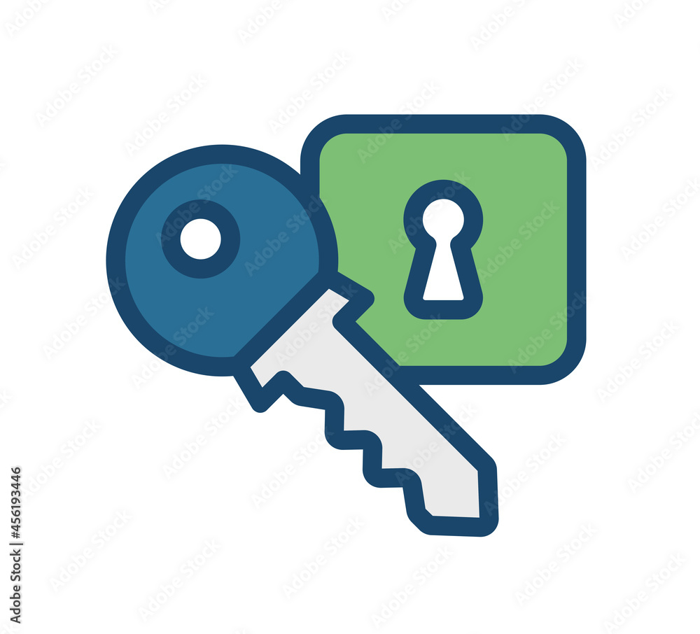 Poster key with keyhole access icon vector illustration.