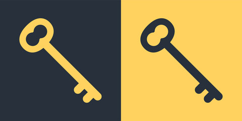 Vintage key icon vector illustration.