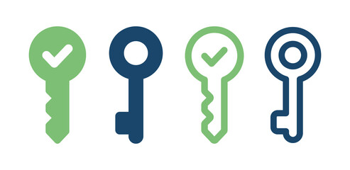 House key icon. Door key icons set. Vector illustration