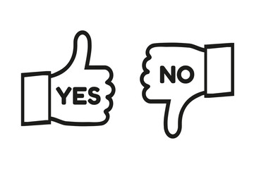 Thumbs Up And Down Icons - Vector Illustrations Isolated On White Background